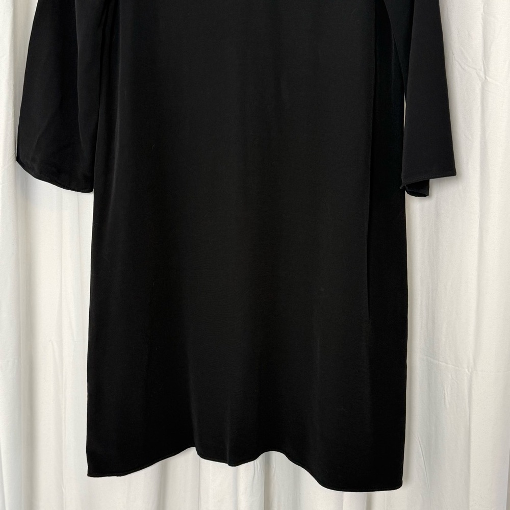 Eileen Fisher Black Tencel Relaxed Fit Midi Shift Dress Minimalist Womens XS - Picture 6 of 11